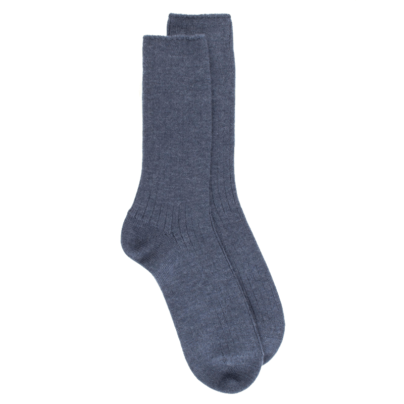 doré doré Chaussettes homme à côtes en laine - Bleu corsaire