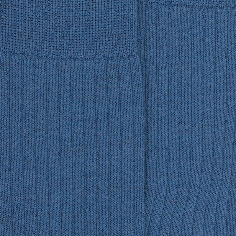 Doré Doré Chaussettes Homme à Côtes En Laine - Bleu Macadam
