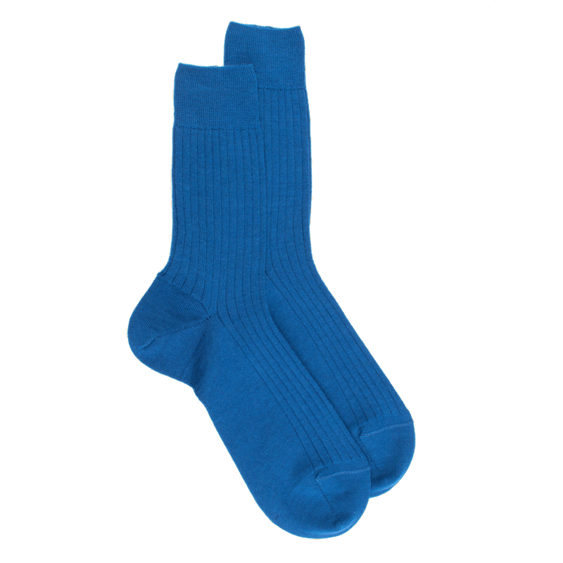 doré doré Chaussettes homme à côtes en laine - Bleu Voilier