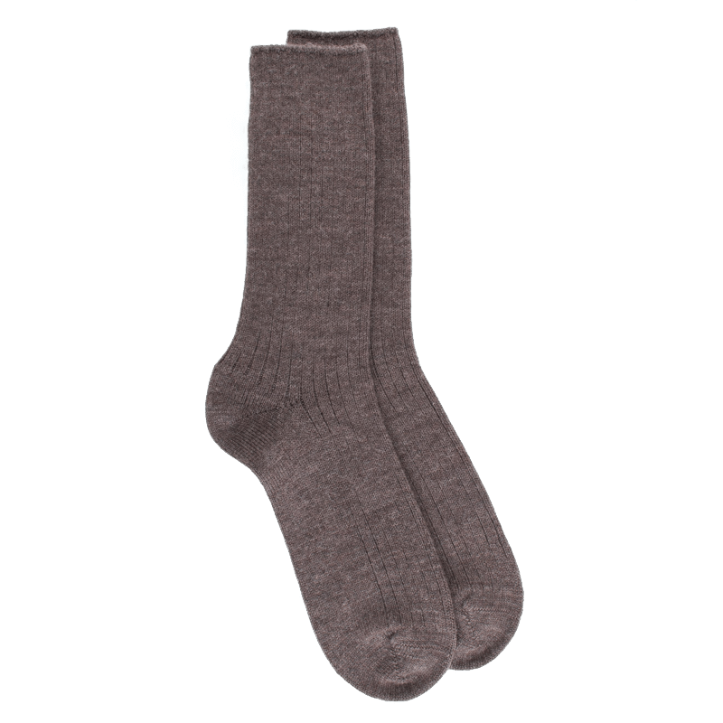 doré doré Chaussettes homme à côtes en laine - Brun loutre