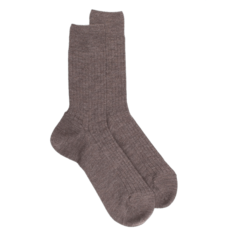 doré doré Chaussettes homme à côtes en laine - Brun loutre