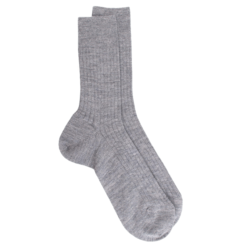 doré doré Chaussettes homme à côtes en laine - Gris oxford