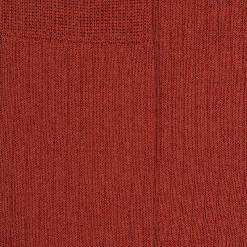 Doré Doré Chaussettes Homme à Côtes En Laine - Orange Henné