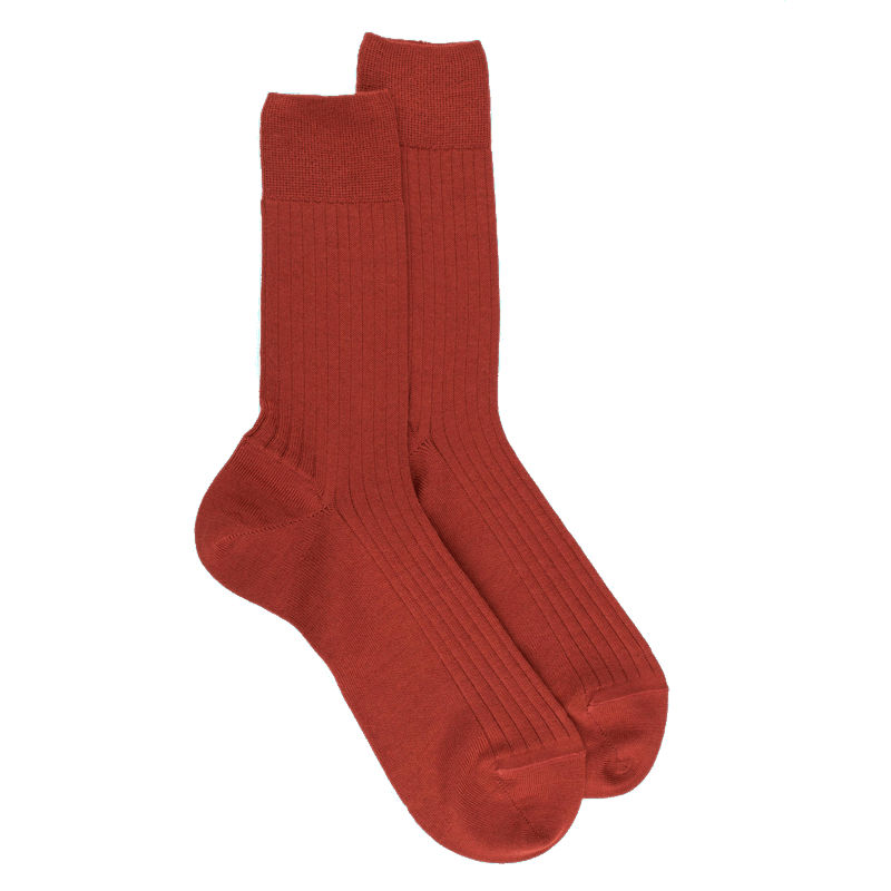 doré doré Chaussettes homme à côtes en laine - Orange henné