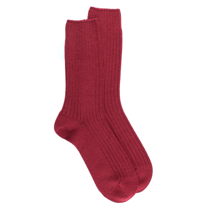doré doré Chaussettes homme à côtes en laine - Rouge pommard