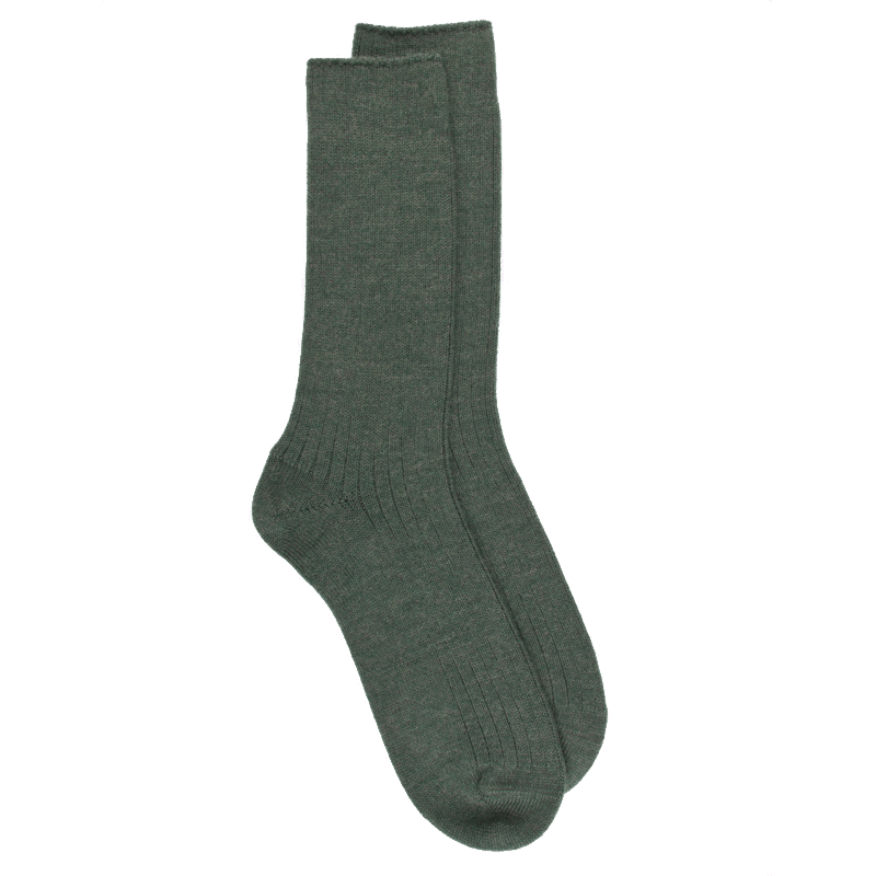 Doré Doré Chaussettes Homme à Côtes En Laine - Vert Thuya