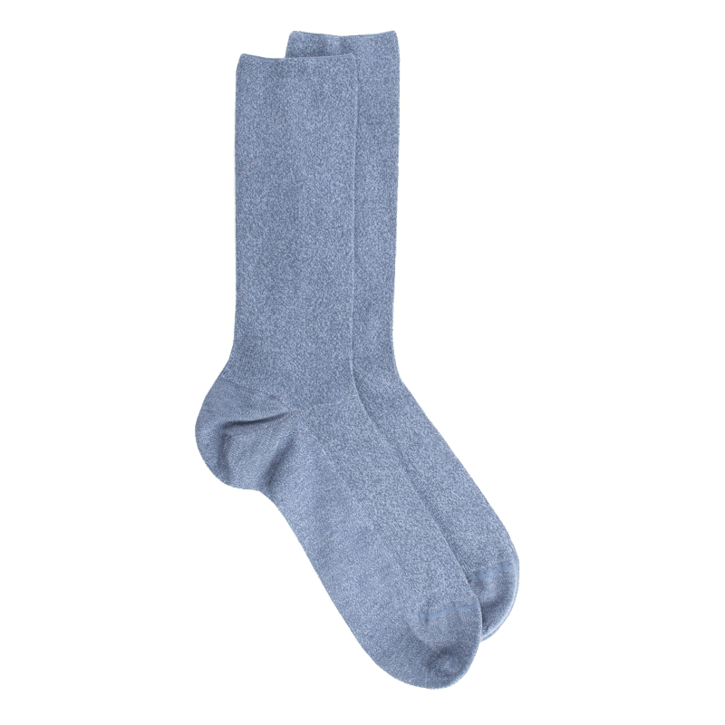doré doré Chaussettes homme à côtes sans bord élastique en coton égyptien - Bleu Port
