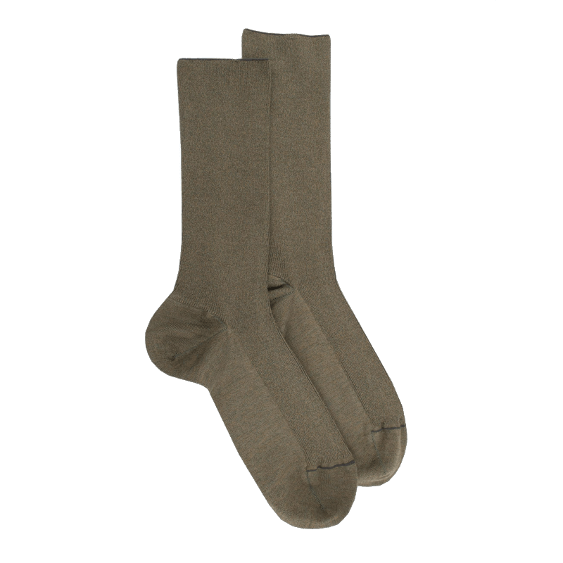 Doré Doré Chaussettes Homme à Côtes Sans Bord élastique En Coton égyptien - Kaki