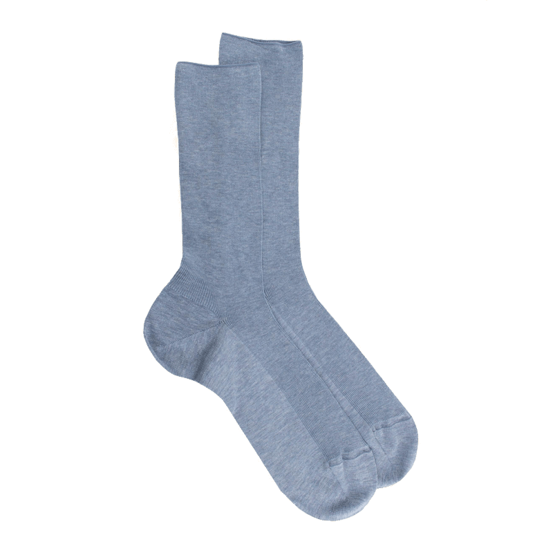 doré doré Chaussettes homme à côtes sans bord élastique en fil d'Écosse - Bleu Glacier
