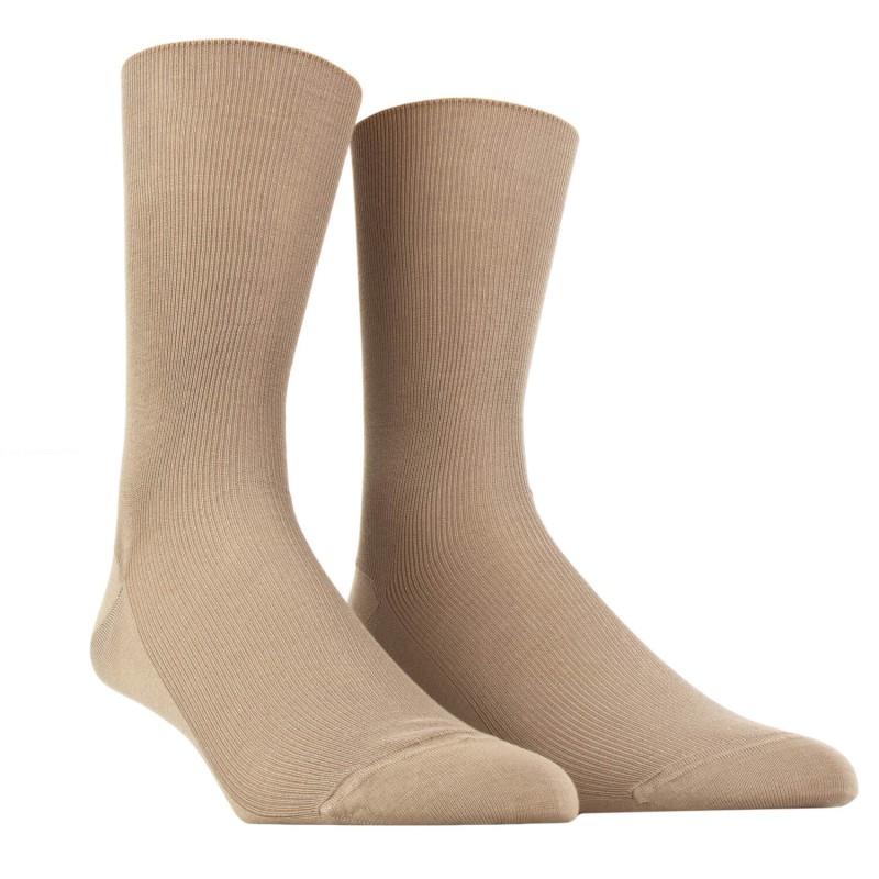 doré doré Chaussettes homme à côtes sans bord élastique en fil d'Écosse - Marron Faon