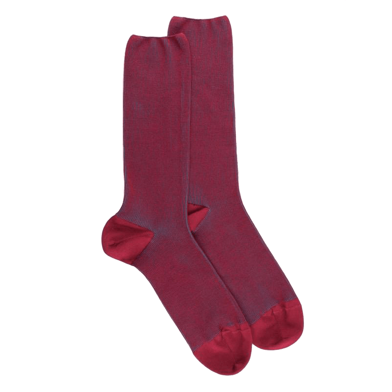 Doré Doré Chaussettes Homme à Côtes Sans Bord élastique En Fil D'Écosse - Framboise