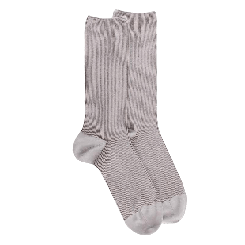 Doré Doré Chaussettes Homme à Côtes Sans Bord élastique En Fil D'Écosse - Gris Métal