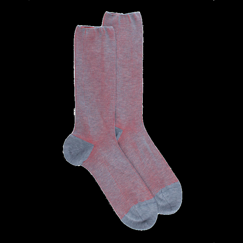 doré doré Chaussettes homme à côtes sans bord élastique en fil d'Écosse - Bleu Glacier