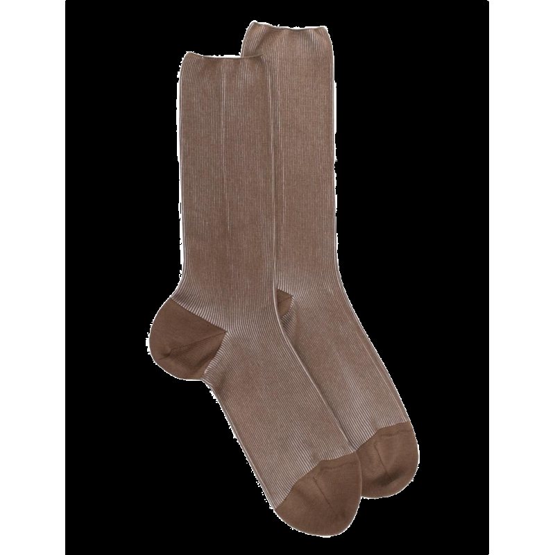 doré doré Chaussettes homme à côtes sans bord élastique en fil d'Écosse - Marron Caille