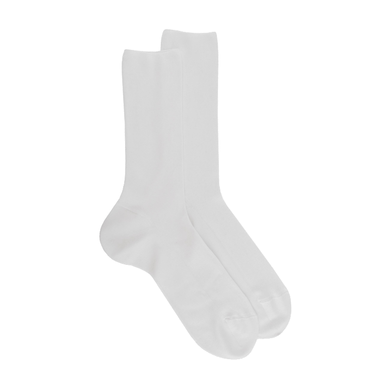 doré doré Chaussettes homme à côtes sans bord élastique en fil d'Écosse - Blanc