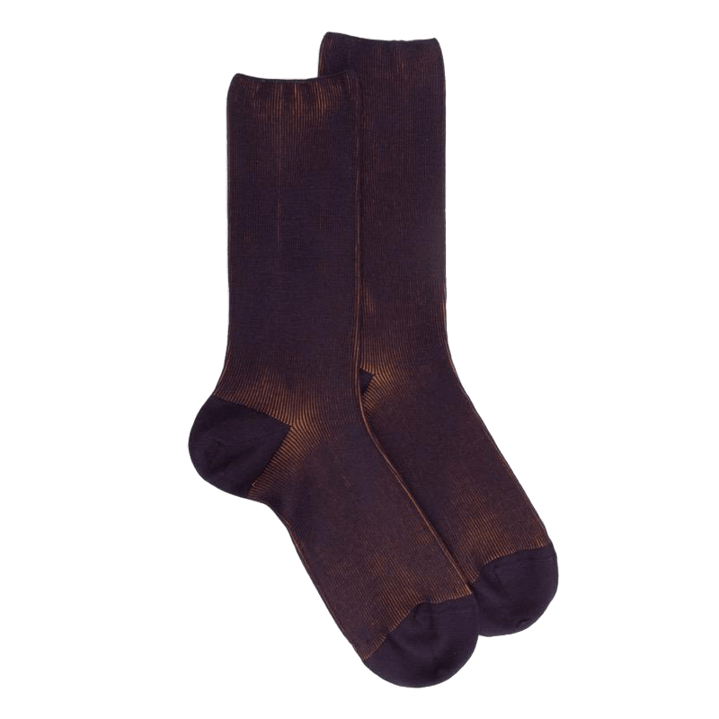 Doré Doré Chaussettes Homme à Côtes Sans Bord élastique En Laine - Violet Mûrier