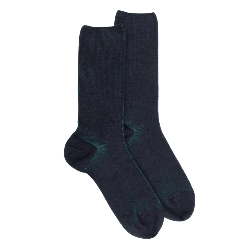 Doré Doré Chaussettes Homme à Côtes Sans Bord élastique En Laine - Bleu Corsaire