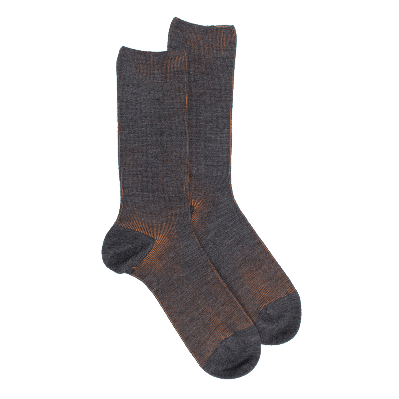 doré doré Chaussettes homme à côtes sans bord élastique en laine - Litchi