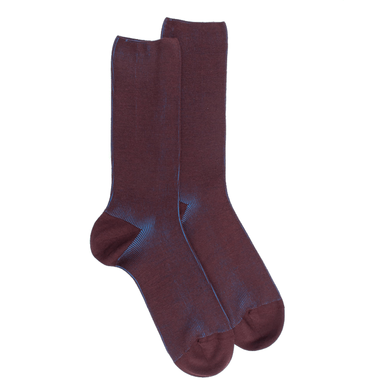 doré doré Chaussettes homme à côtes sans bord élastique en laine - Aubergine