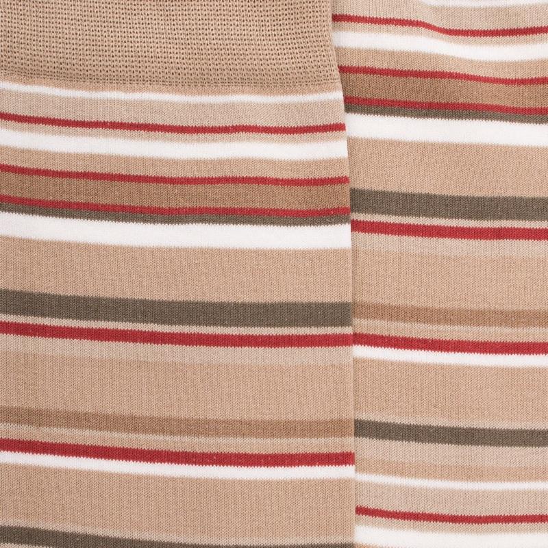 Doré Doré Chaussettes Homme à Rayures En Fil D'Écosse - Beige Sable & Blanc Givre