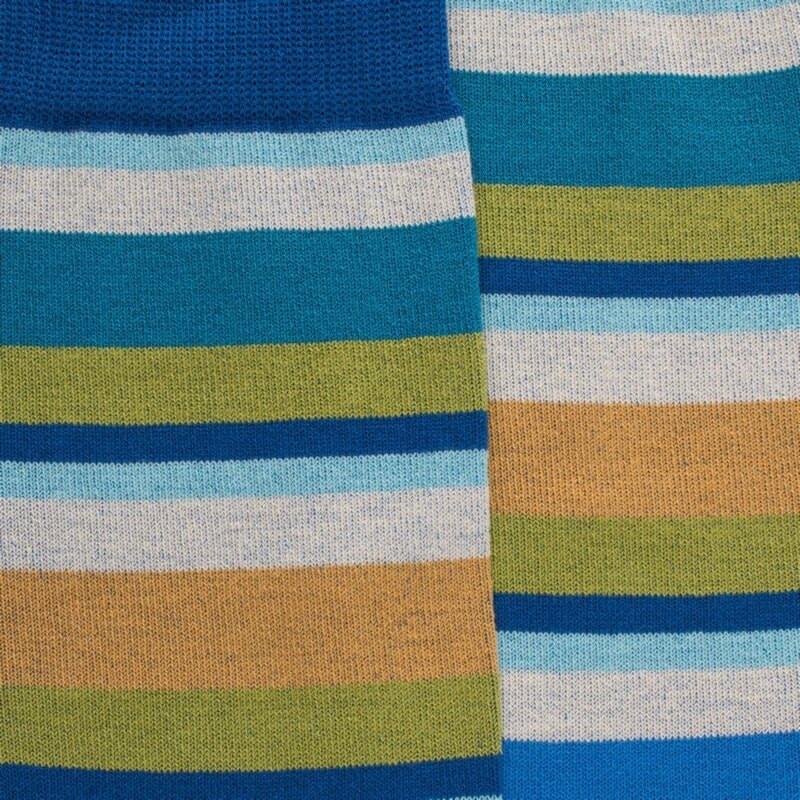 Doré Doré Chaussettes Homme à Rayures En Fil D'Écosse - Bleu & Bleu Croisette