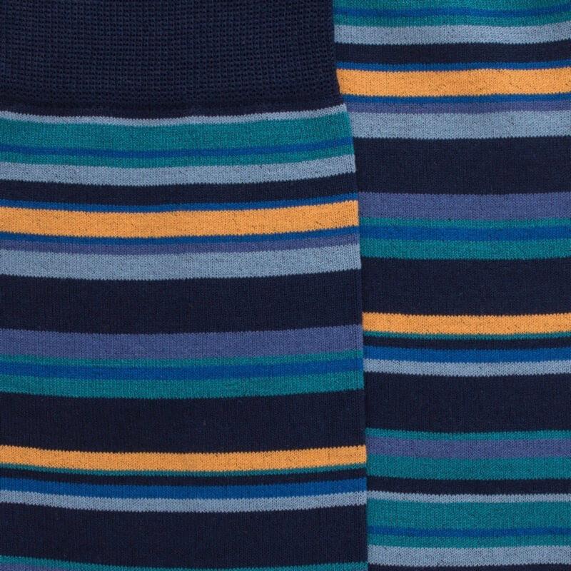 Doré Doré Chaussettes Homme à Rayures En Fil D'Écosse - Bleu Matelot & Bleu Antarctique