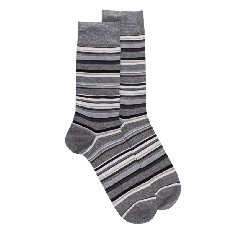 doré doré Chaussettes homme à rayures en fil d'Écosse - Gris Bourrasque & Gris Otarie