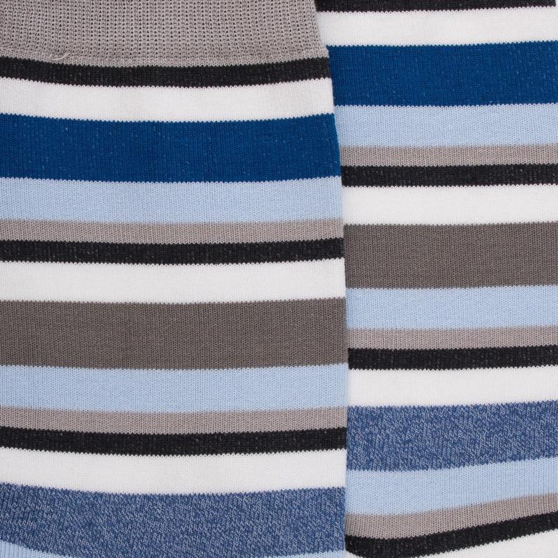 Doré Doré Chaussettes Homme à Rayures En Fil D'Écosse - Gris Métal & Bleu