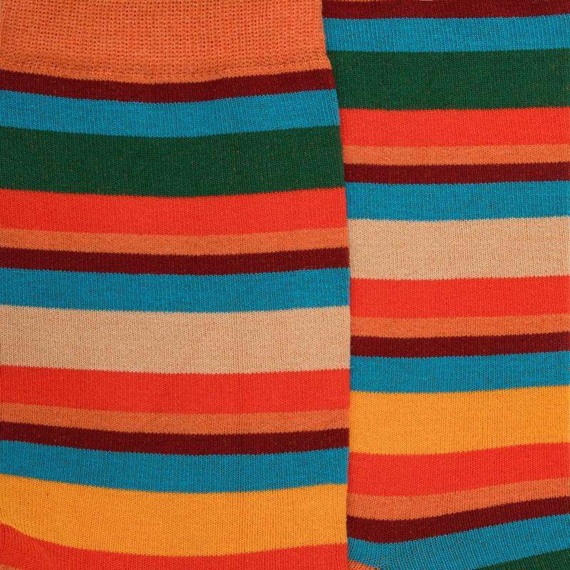 Doré Doré Chaussettes Homme à Rayures En Fil D'Écosse - Oranger & Vert Thym