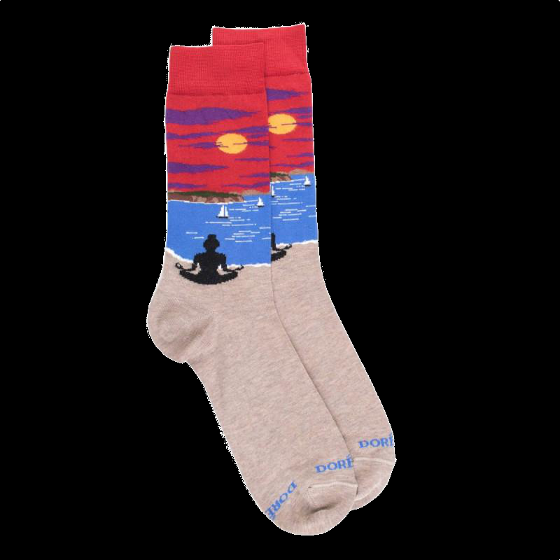 doré doré Chaussettes homme au motif paysage et yoga