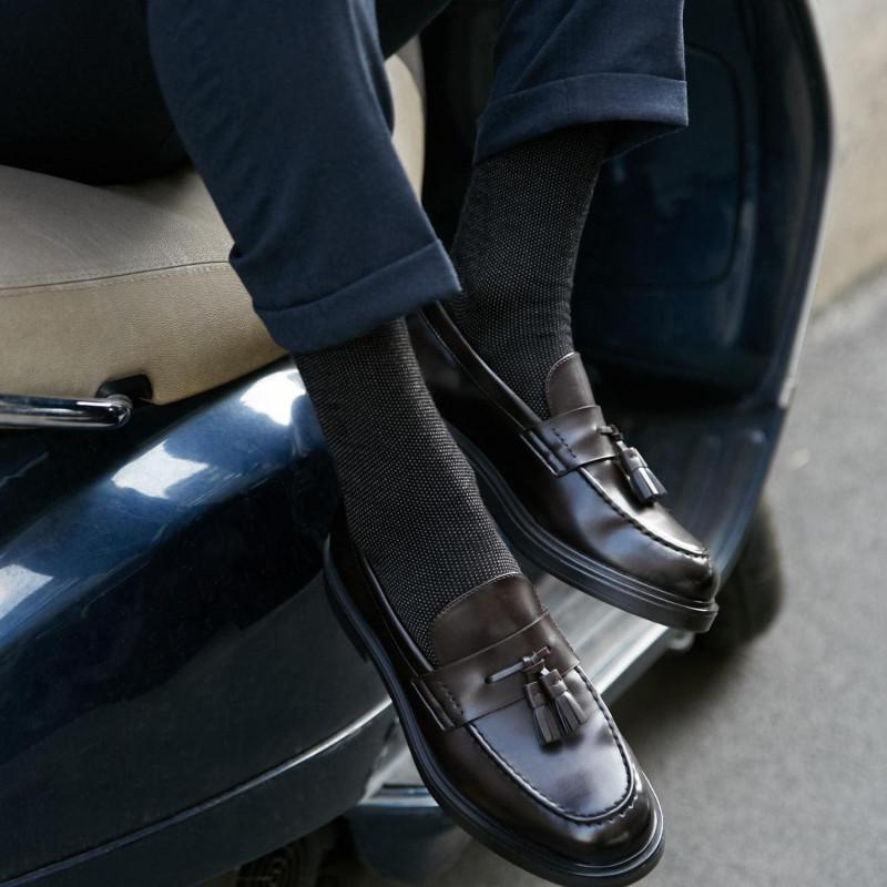 Doré Doré Chaussettes Homme Caviar En Fil D'écosse - Noir