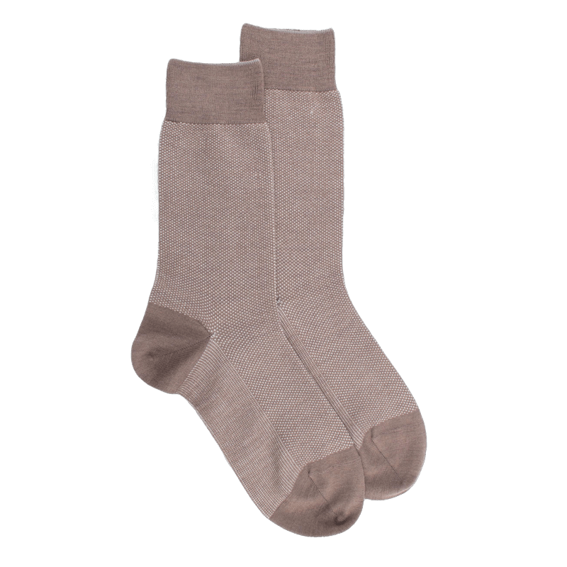 doré doré Chaussettes homme caviar en laine merinos - Blanc Grive & Écru