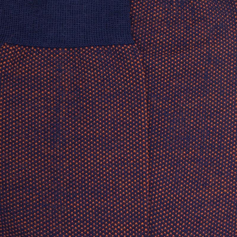 Doré Doré Chaussettes Homme Caviar En Laine Merinos - Bleu Caban & Orange Cognac