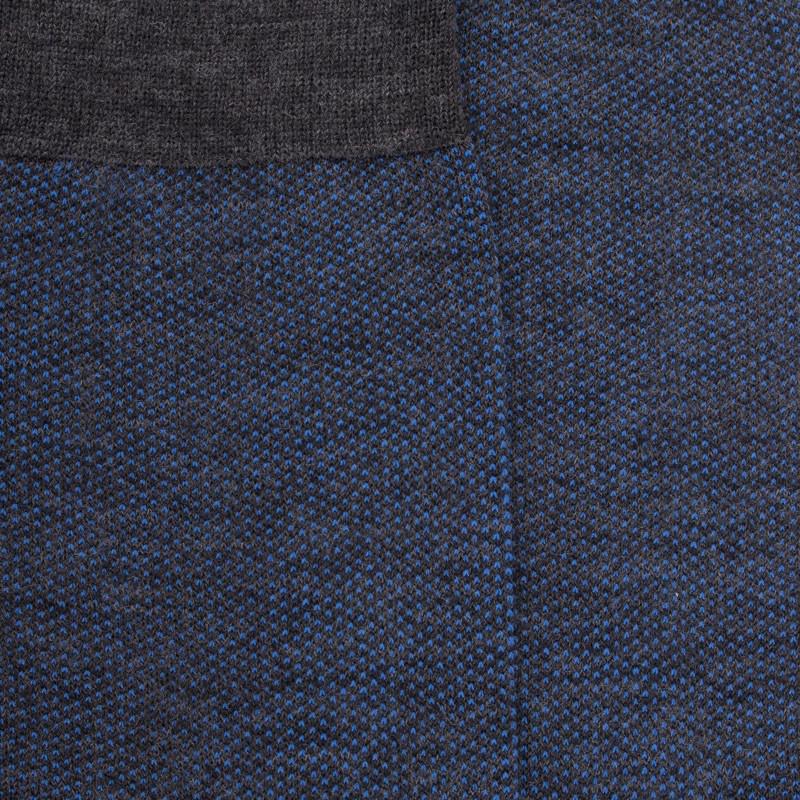Doré Doré Chaussettes Homme Caviar En Laine Merinos - Gris étain & Bleu