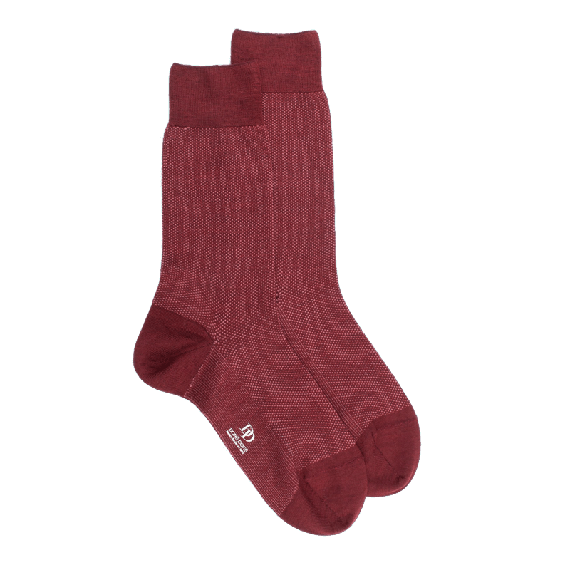 doré doré Chaussettes homme caviar en laine merinos - Rouge pommard & Rose Jouy