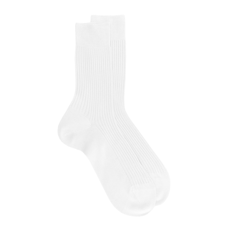 doré doré Chaussettes Homme côtelées en pur fil d'Ecosse - Blanc