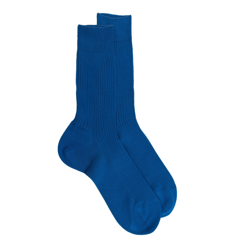 doré doré Chaussettes Homme côtelées en pur fil d'Ecosse - Bleu cosmos