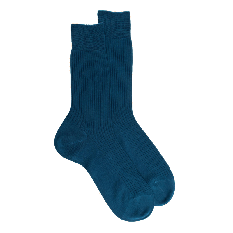 Doré Doré Chaussettes Homme Côtelées En Pur Fil D'Ecosse - Bleu Naval