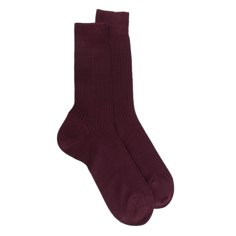 Doré Doré Chaussettes Homme Côtelées En Pur Fil D'Ecosse - Bordeaux