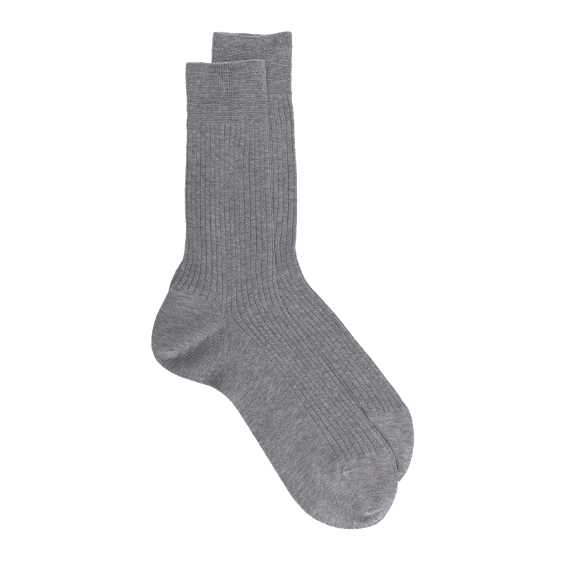 doré doré Chaussettes Homme côtelées en pur fil d'Ecosse - Gris moyen