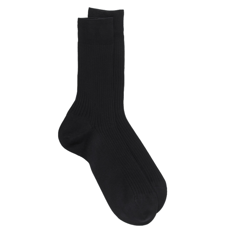 doré doré Chaussettes Homme côtelées en pur fil d'Ecosse - Noir