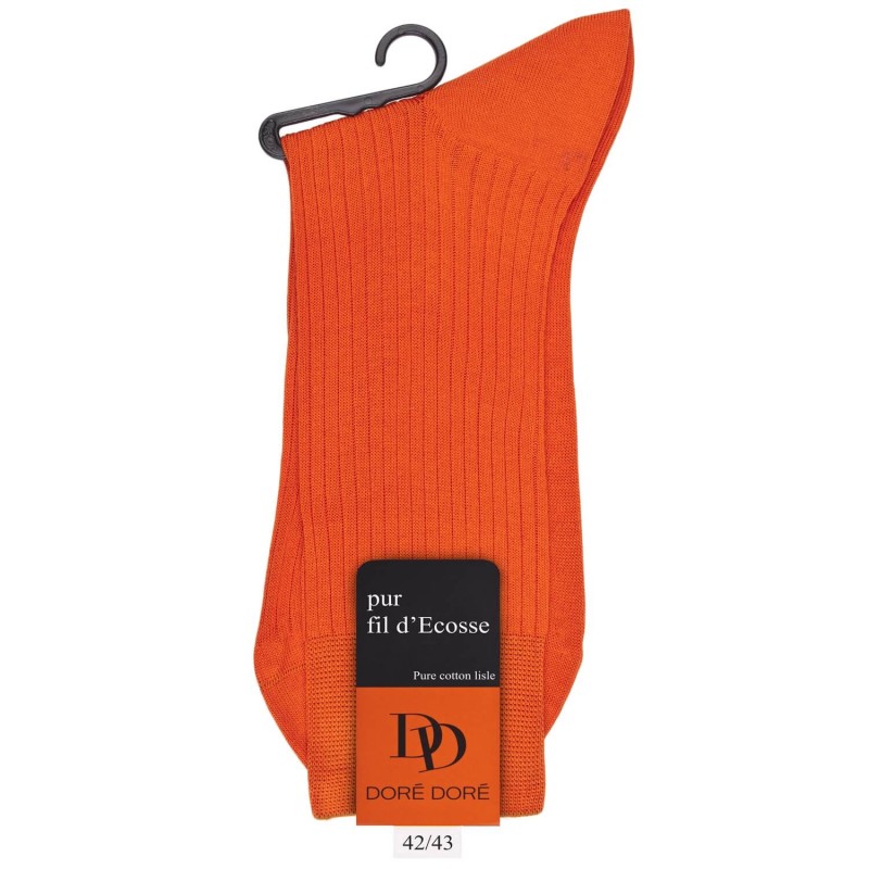 Doré Doré Chaussettes Homme Côtelées En Pur Fil D'Ecosse - Orange
