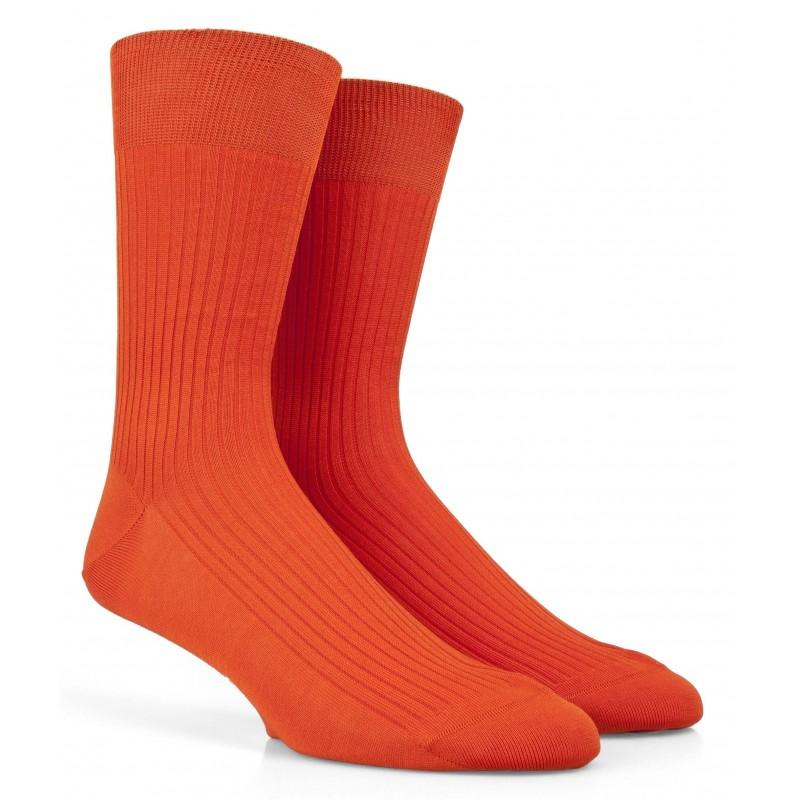 doré doré Chaussettes Homme côtelées en pur fil d'Ecosse - Orange