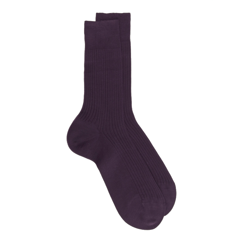 doré doré Chaussettes Homme côtelées en pur fil d'Ecosse - Prune