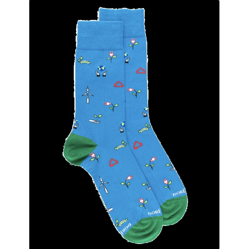 doré doré Chaussettes homme coton aux motifs Green - Bleu