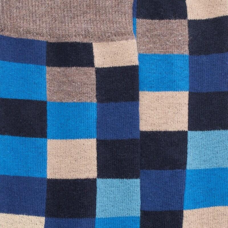 Doré Doré Chaussettes Homme échiquier En Coton - Bleu Marine Foncé