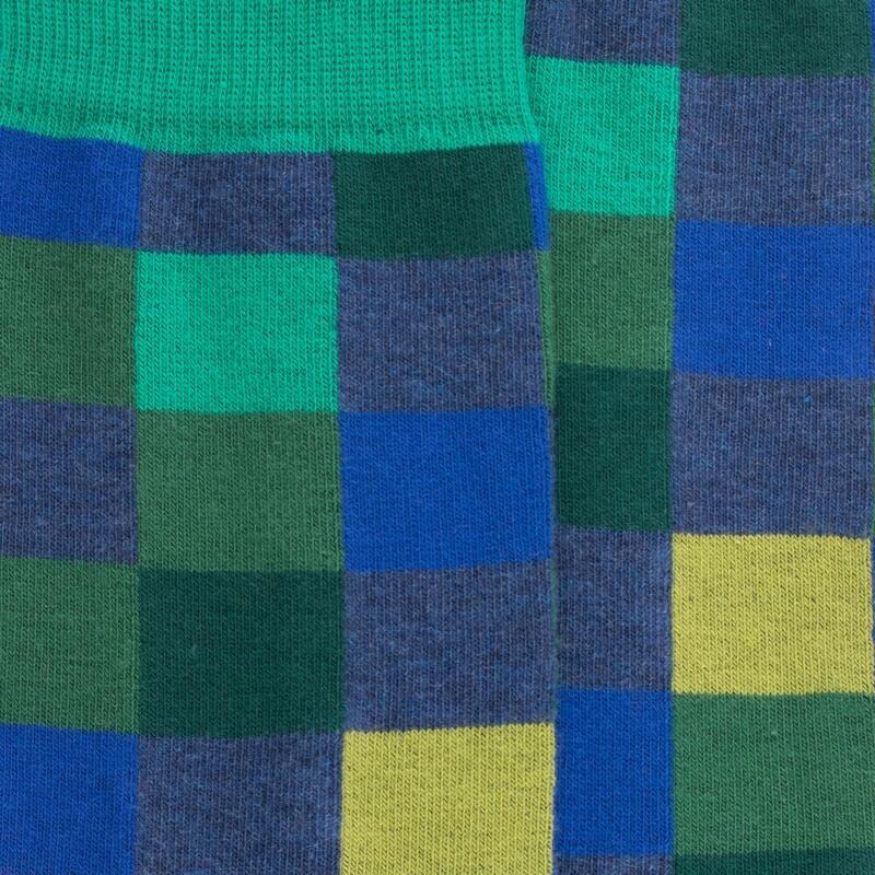 Doré Doré Chaussettes Homme échiquier En Coton - Bleu Pêcheur