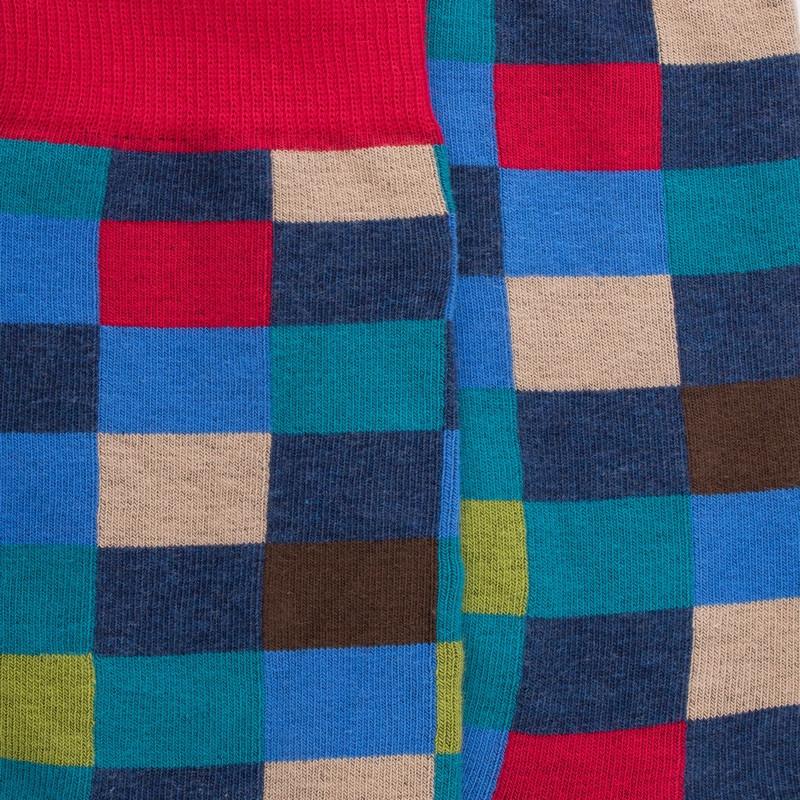 Doré Doré Chaussettes Homme échiquier En Coton - Bleu Pêcheur & Rouget