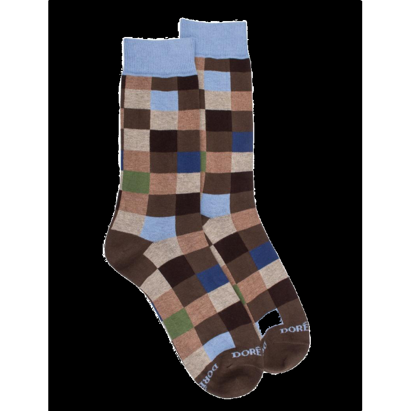 Doré Doré Chaussettes Homme échiquier En Coton - Bois & Bleu Macadam