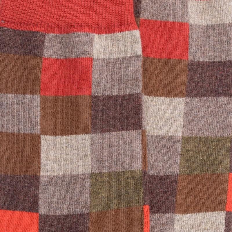 Doré Doré Chaussettes Homme échiquier En Coton - Multicolore